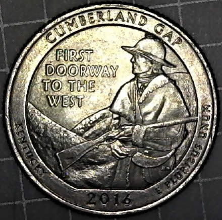 2016-P-Cumberland-Gap-Quarter-With-3-Reverse-Die-Chips-Bird-Poop-On-Hat